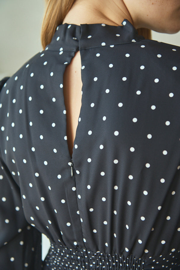 Abby Polka-Dot Dress  <br> -BLK-