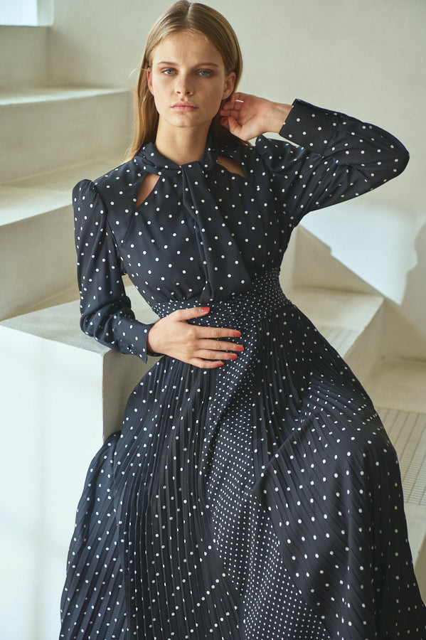 Abby Polka-Dot Dress  <br> -BLK-