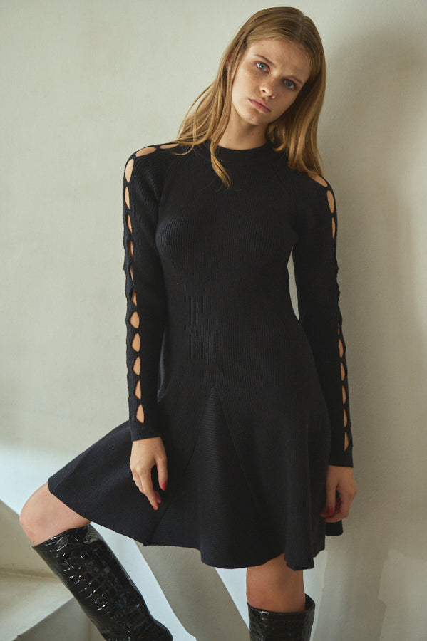 Audrina Knit Dress <br>-BLK-