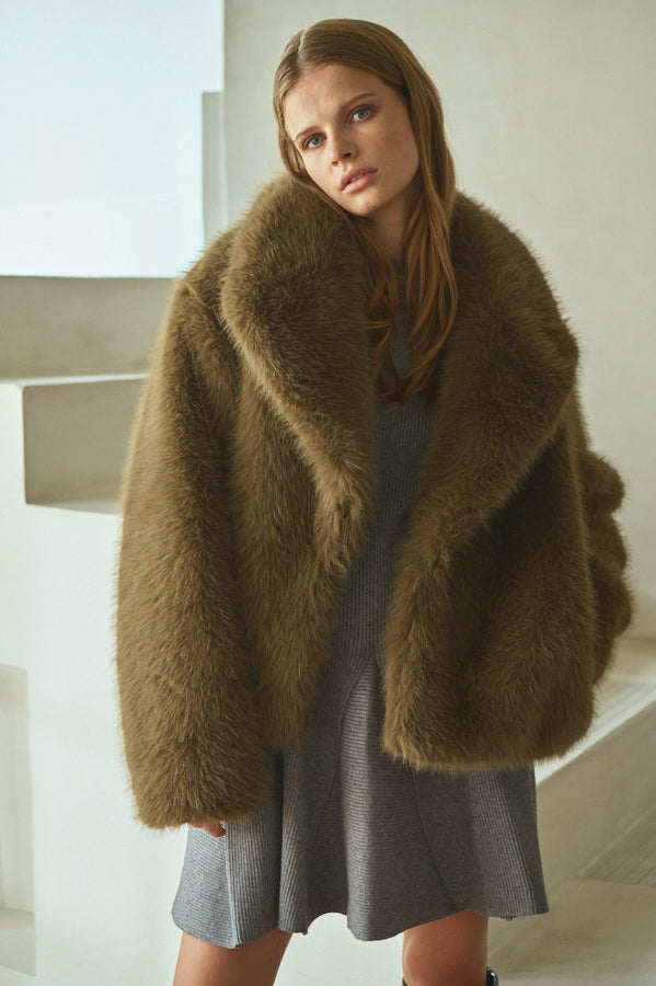 Elisa Faux Fur Coat <br>-KHA-