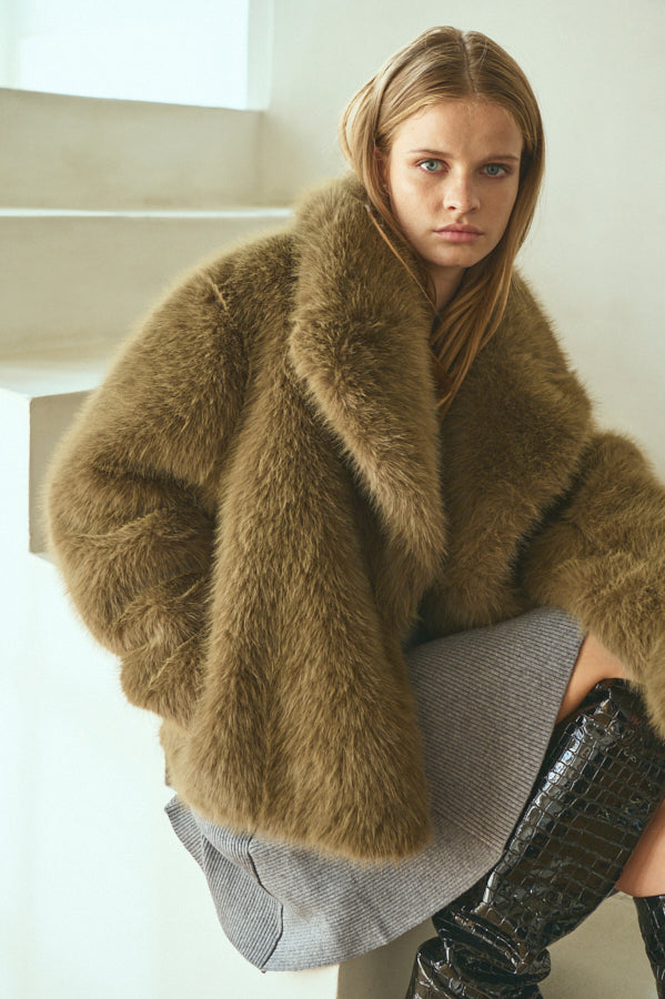 Elisa Faux Fur Coat <br>-KHA-