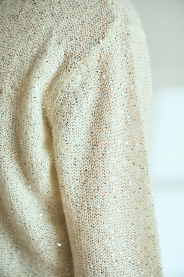 Coco Sequin Cardigan  <br> -WHT-