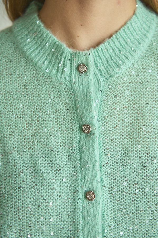 Coco Sequin Cardigan  <br> -Turquoise green-