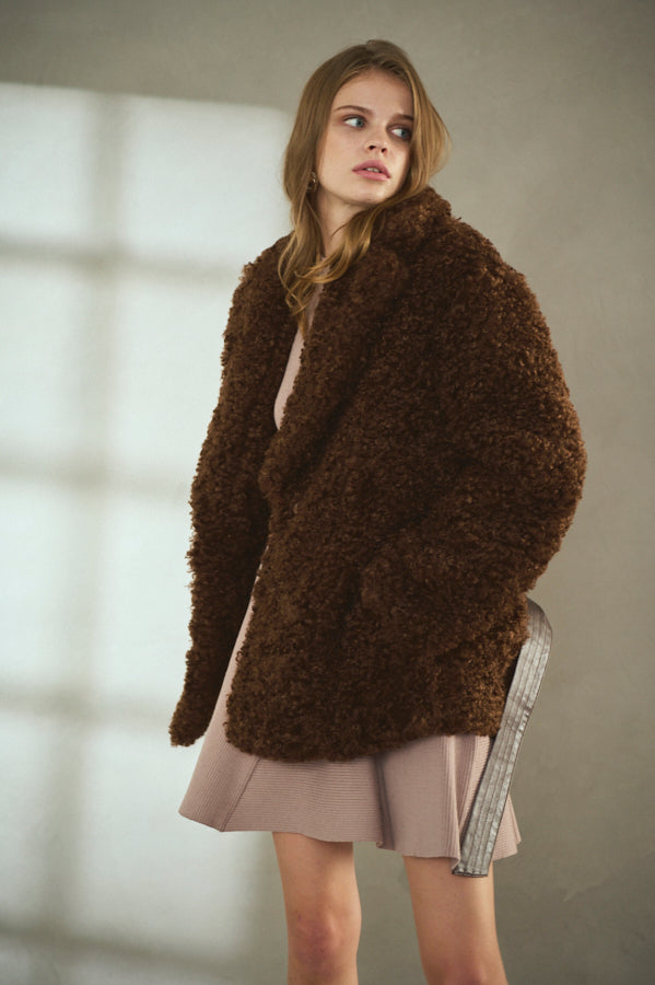 Gilda Belted Shearing Coat  <br>-BRW-