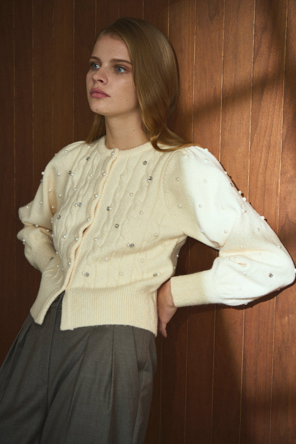 Camille Stardust Cardigan <br>-OFF.wht-