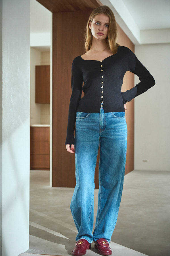 Lydia Knit Top <br>-BLK-