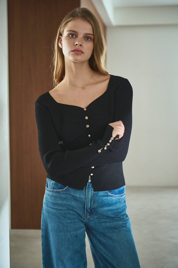 Lydia Knit Top <br>-BLK-