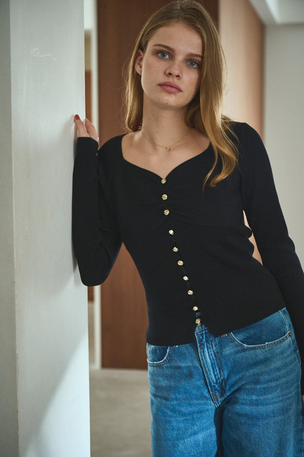 Lydia Knit Top <br>-BLK-