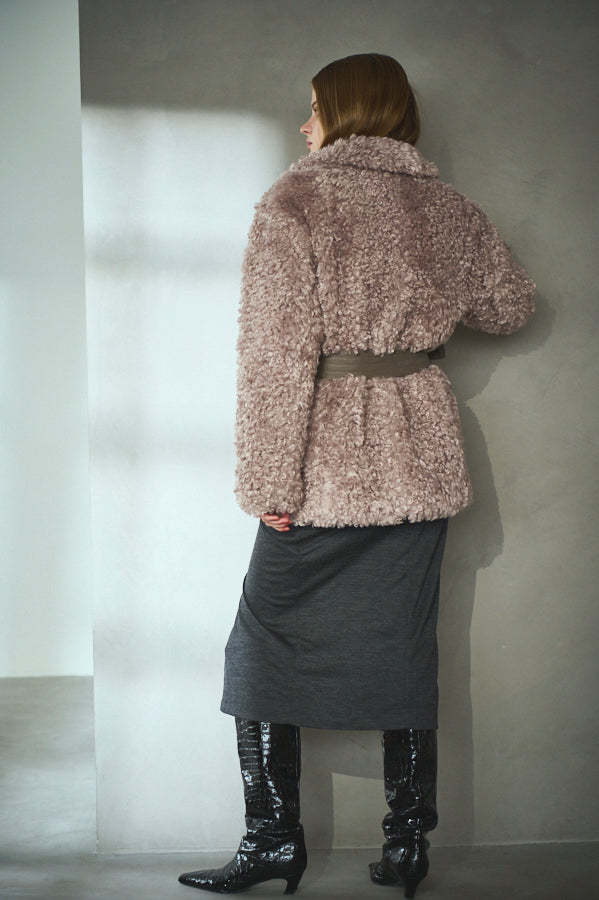 Gilda Belted Shearing Coat  <br>-Mauve.beg-