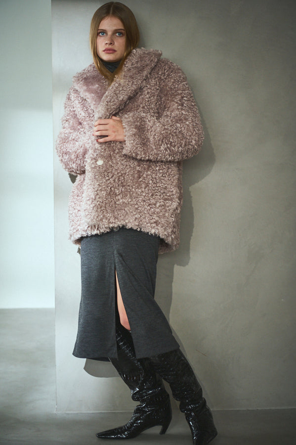 Gilda Belted Shearing Coat  <br>-Mauve.beg-