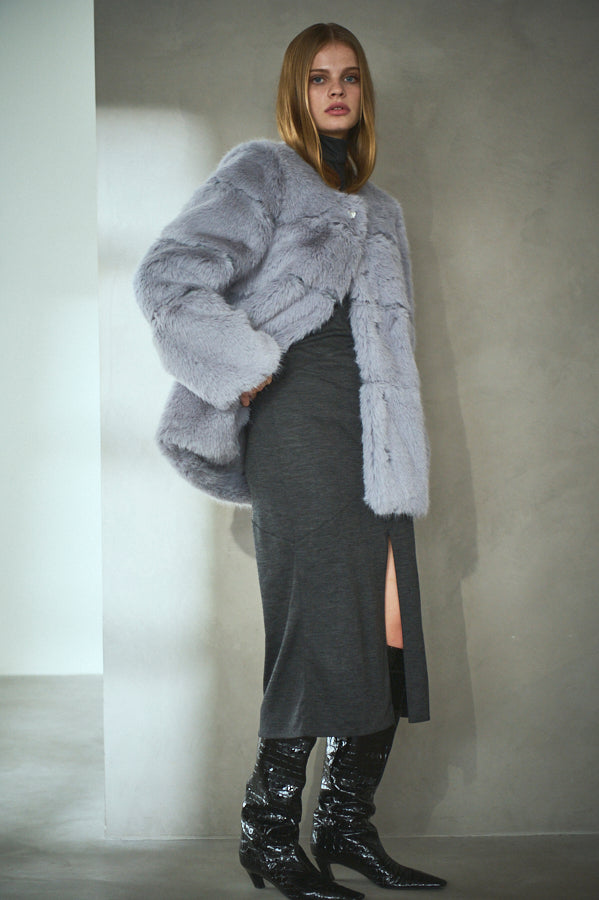 Coco Faux Fur Coat <br>-Blue.gry-