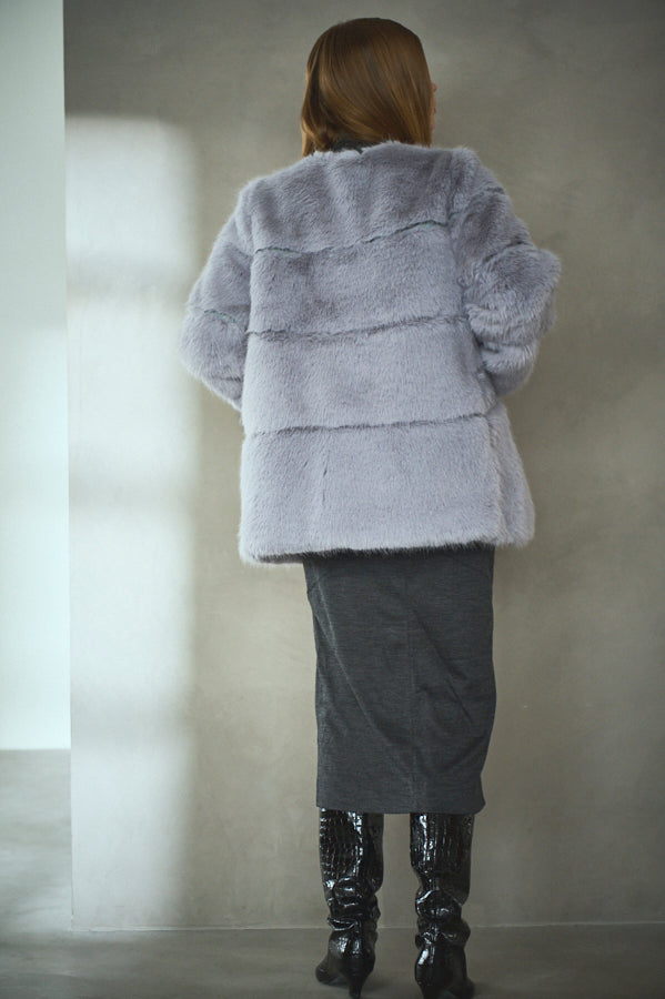 Coco Faux Fur Coat <br>-Blue.gry-