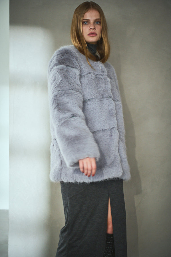 Coco Faux Fur Coat <br>-Blue.gry-