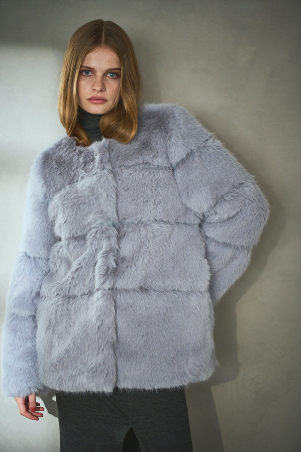 Coco Faux Fur Coat <br>-Blue.gry-