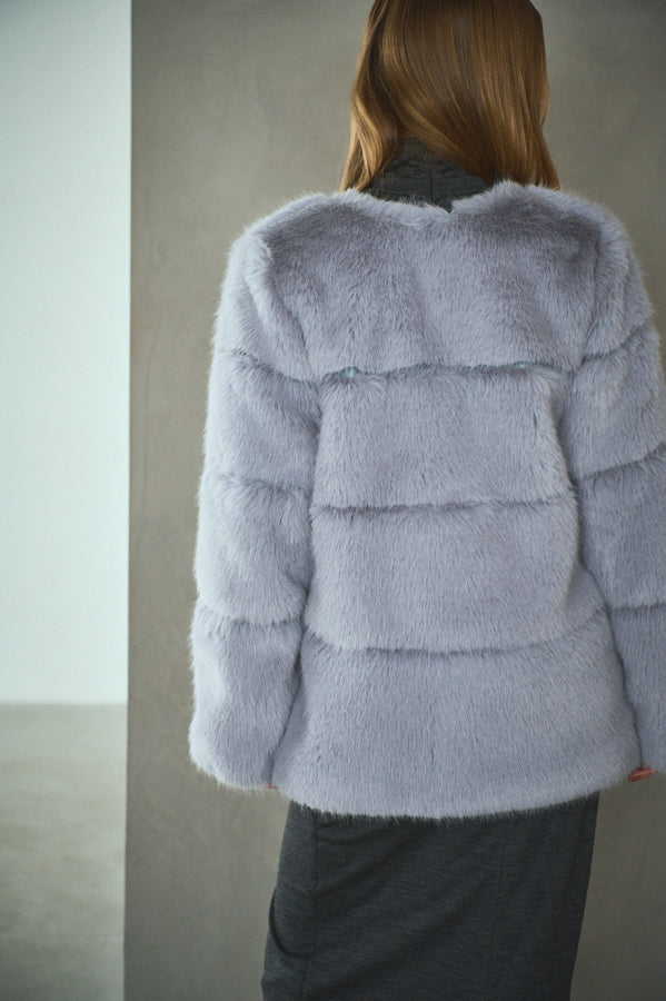 Coco Faux Fur Coat <br>-Blue.gry-