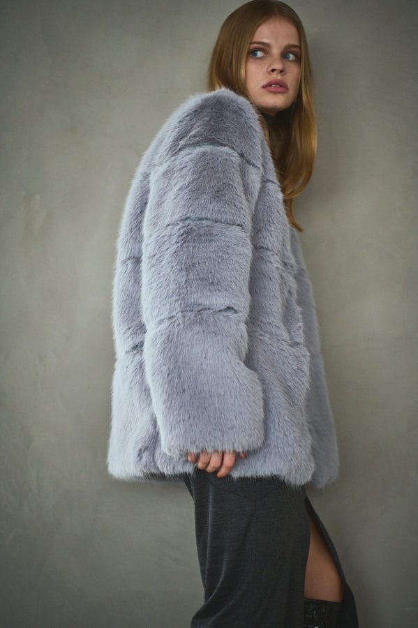 Coco Faux Fur Coat <br>-Blue.gry-