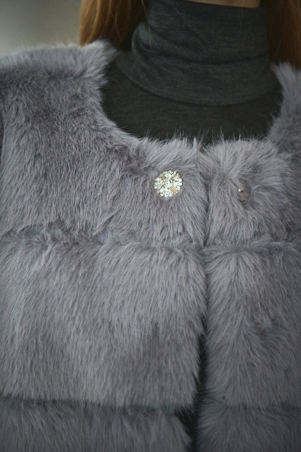 Coco Faux Fur Coat <br>-Blue.gry-