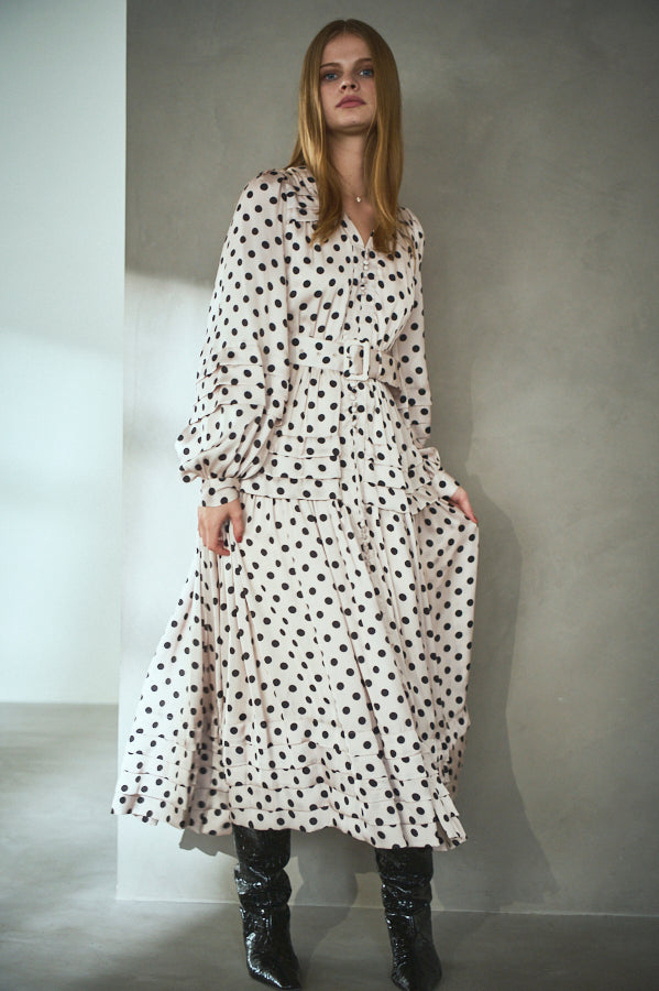 Paloma Belted Long Dress <br> -Dot.IVO-