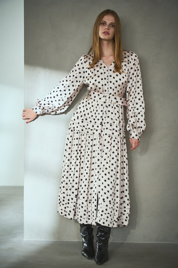 Paloma Belted Long Dress <br> -Dot.IVO-