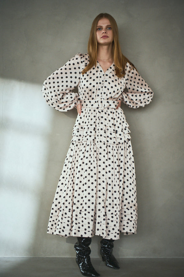 Paloma Belted Long Dress <br> -Dot.IVO-