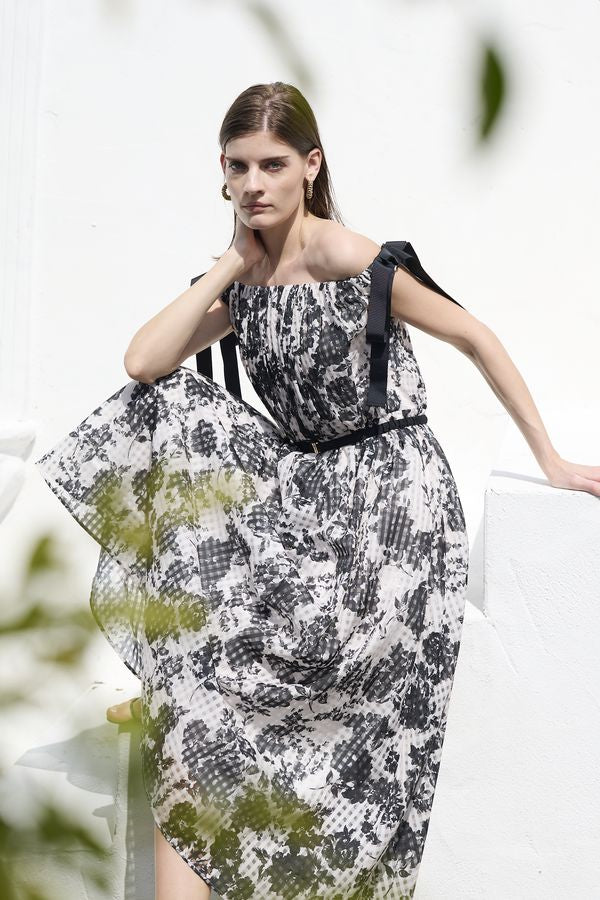 Bianca Ribbon Dress <br> -Black-