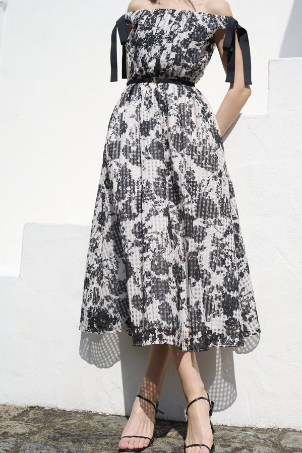 Bianca Ribbon Dress <br> -Black-