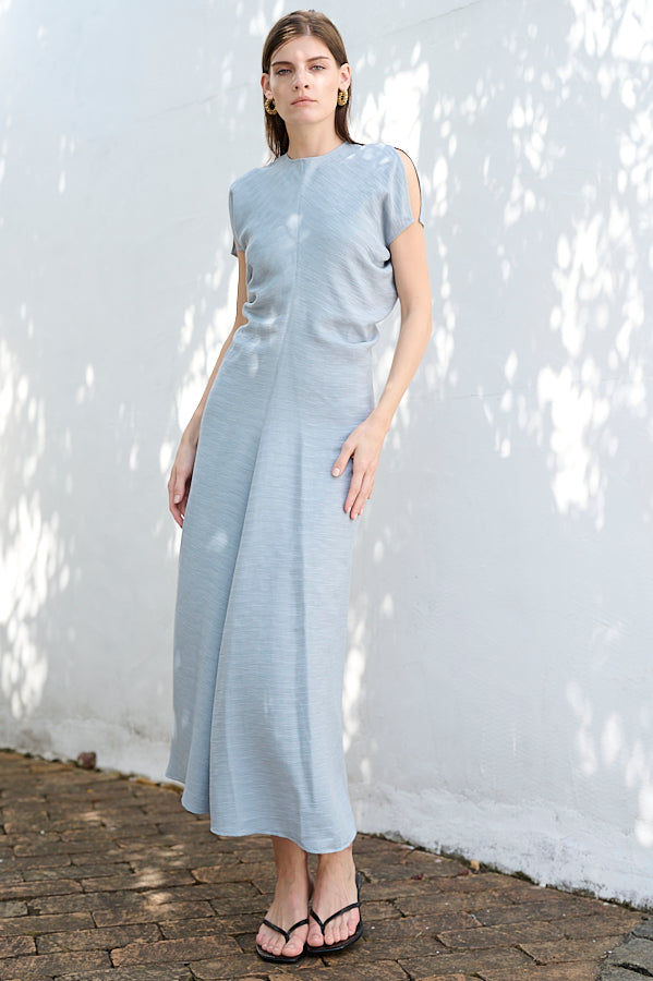 Dion Pleated Dress <br>-SAX-