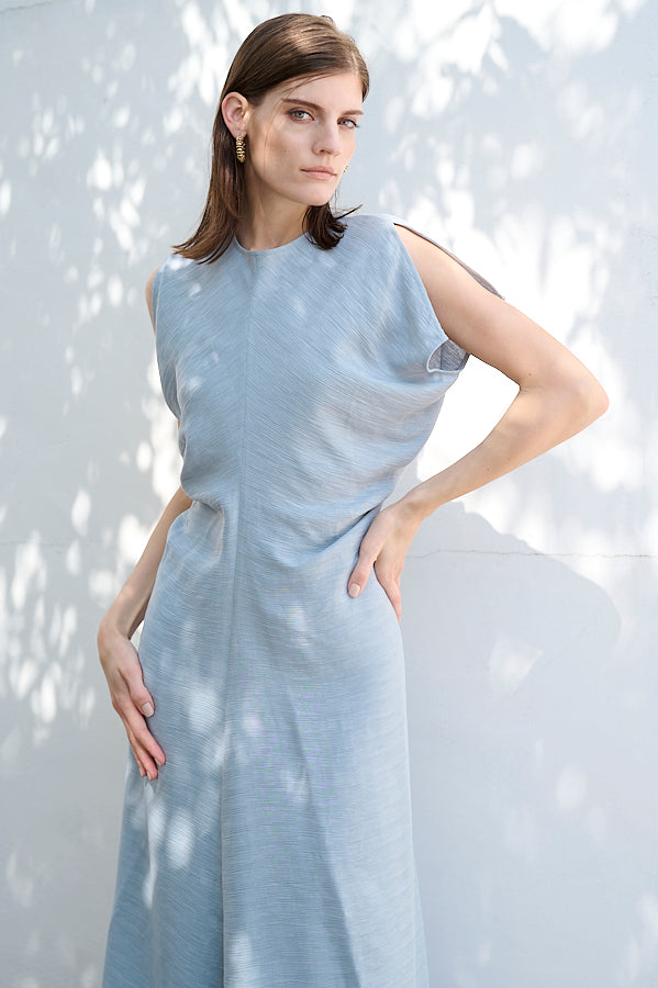Dion Pleated Dress <br>-SAX-