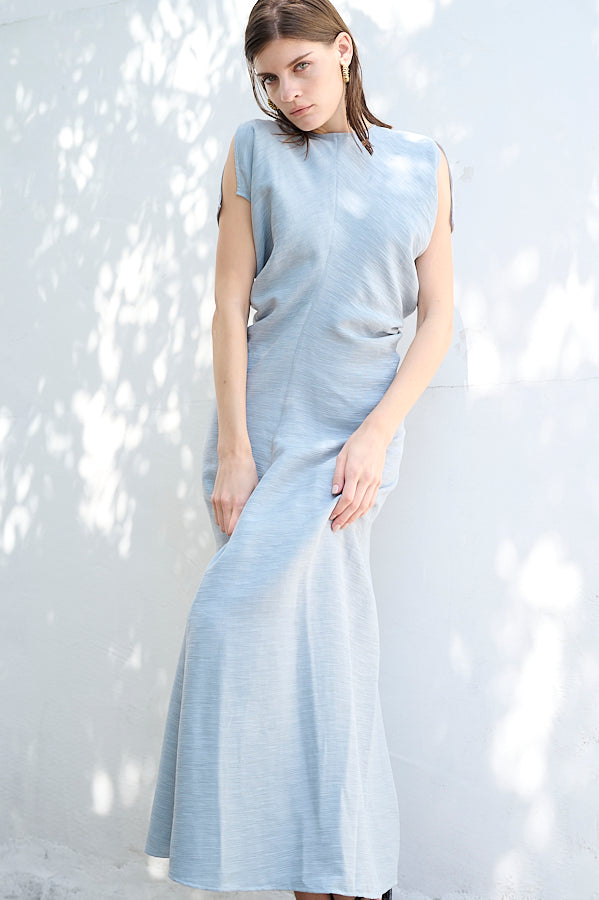 Dion Pleated Dress <br>-SAX-