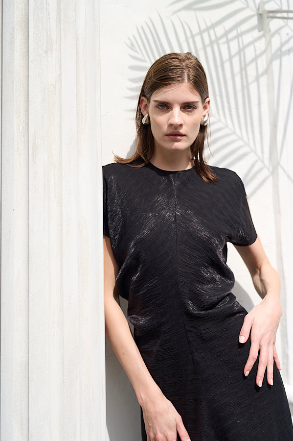 Dion Pleated Dress <br>-BLK-