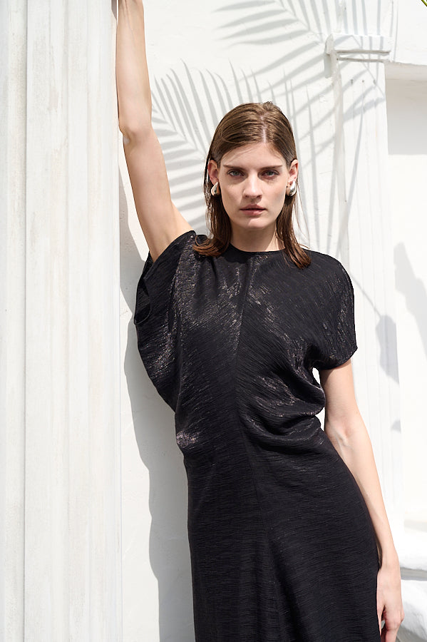 Dion Pleated Dress <br>-BLK-
