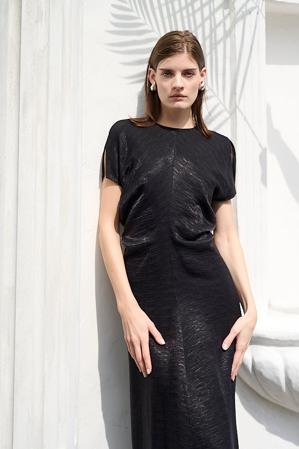 Dion Pleated Dress <br>-BLK-