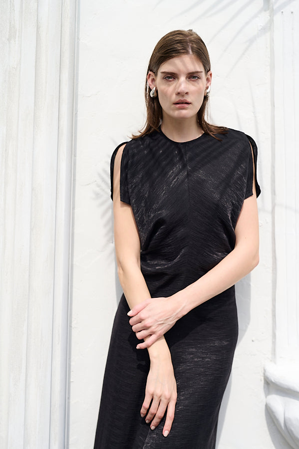 Dion Pleated Dress <br>-BLK-