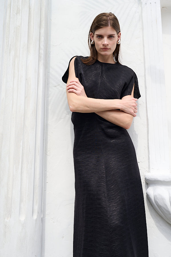 Dion Pleated Dress <br>-BLK-