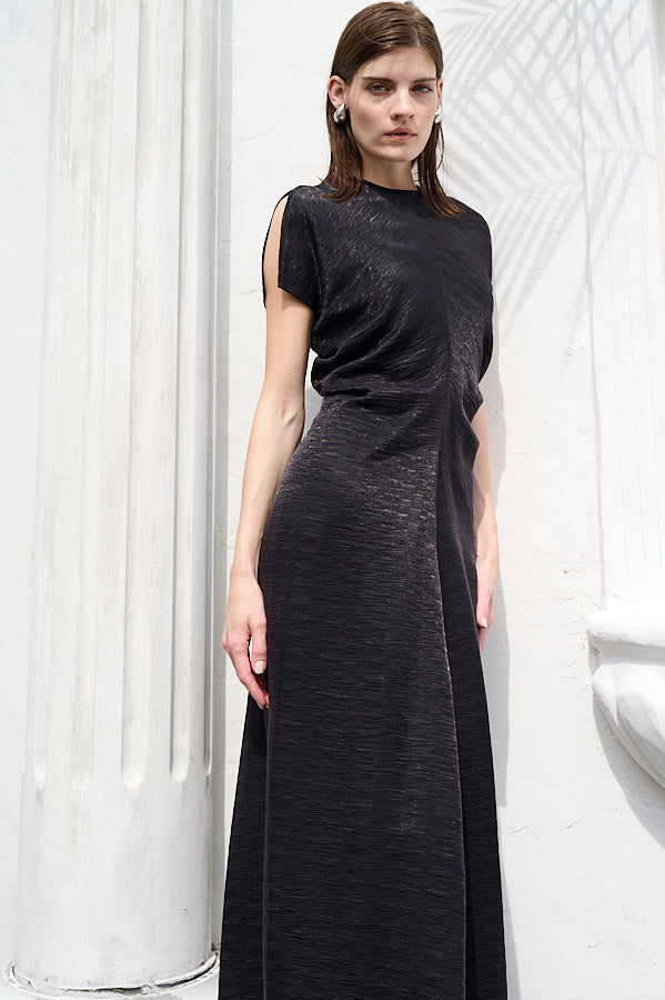 Dion Pleated Dress <br>-BLK-