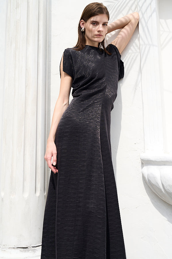 Dion Pleated Dress <br>-BLK-