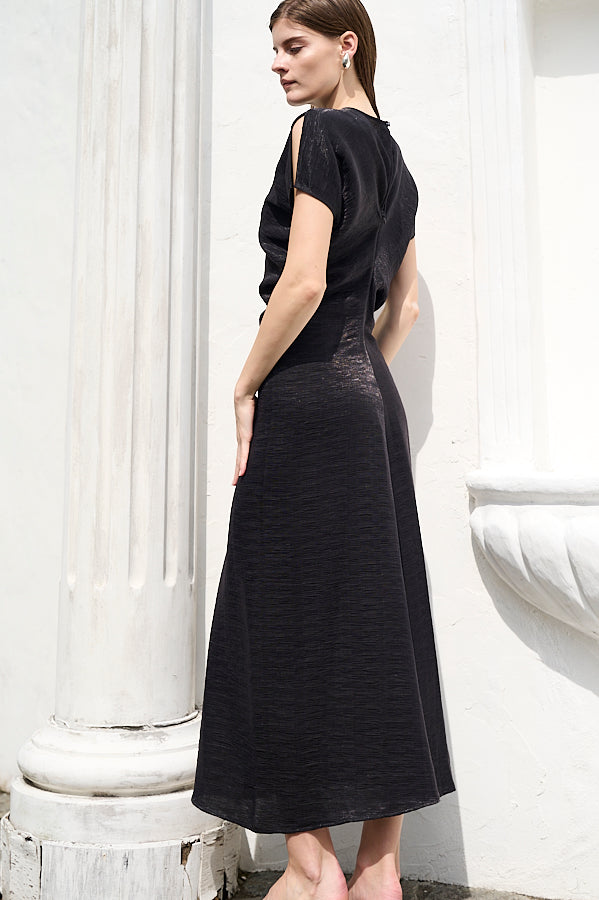 Dion Pleated Dress <br>-BLK-