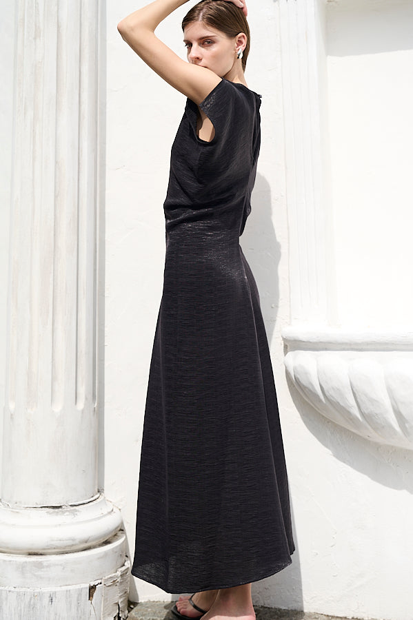 Dion Pleated Dress <br>-BLK-