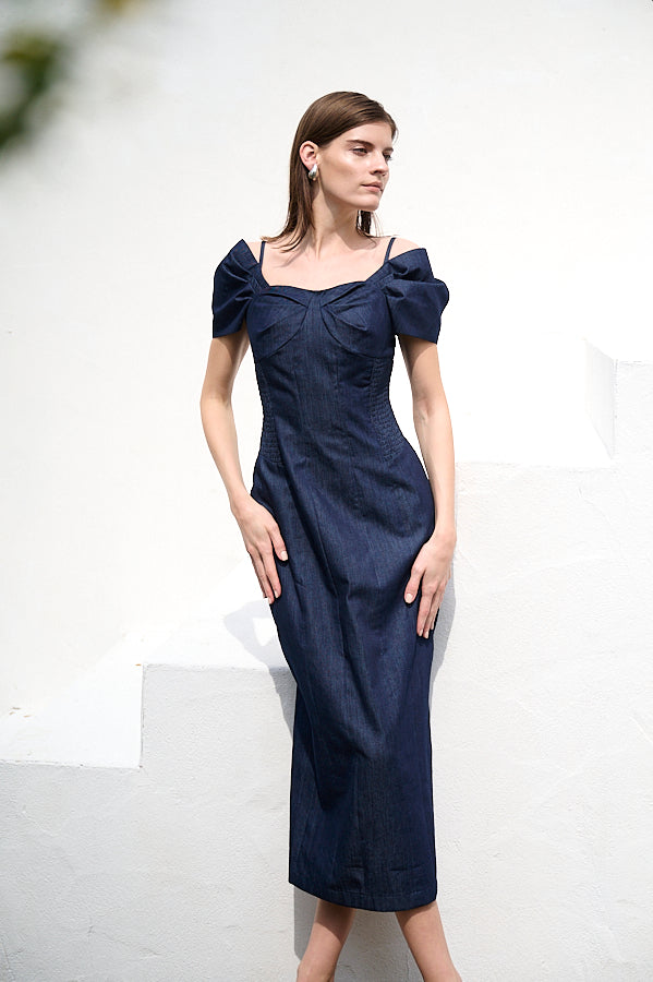 Margo Bloom Dress <br>-Denim-