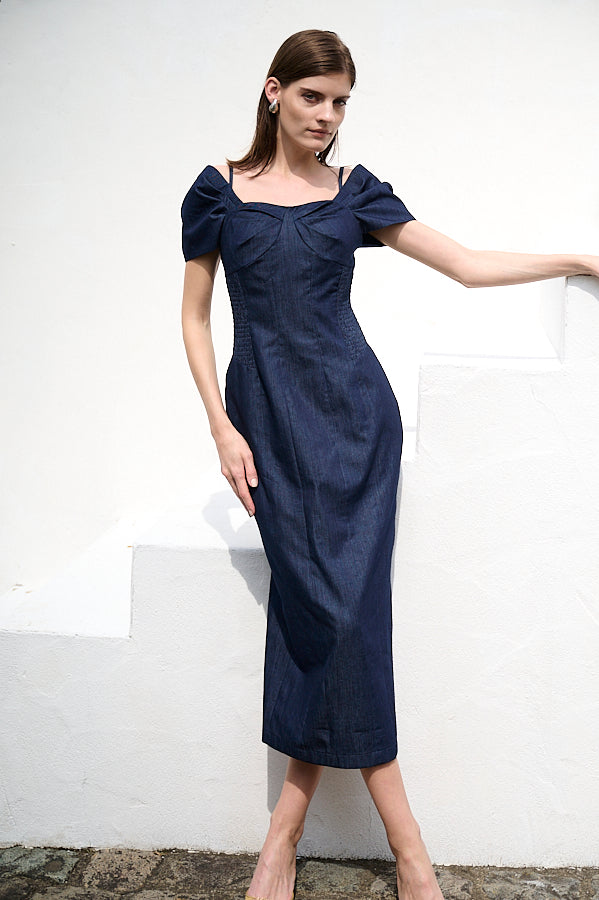 Margo Bloom Dress <br>-Denim-