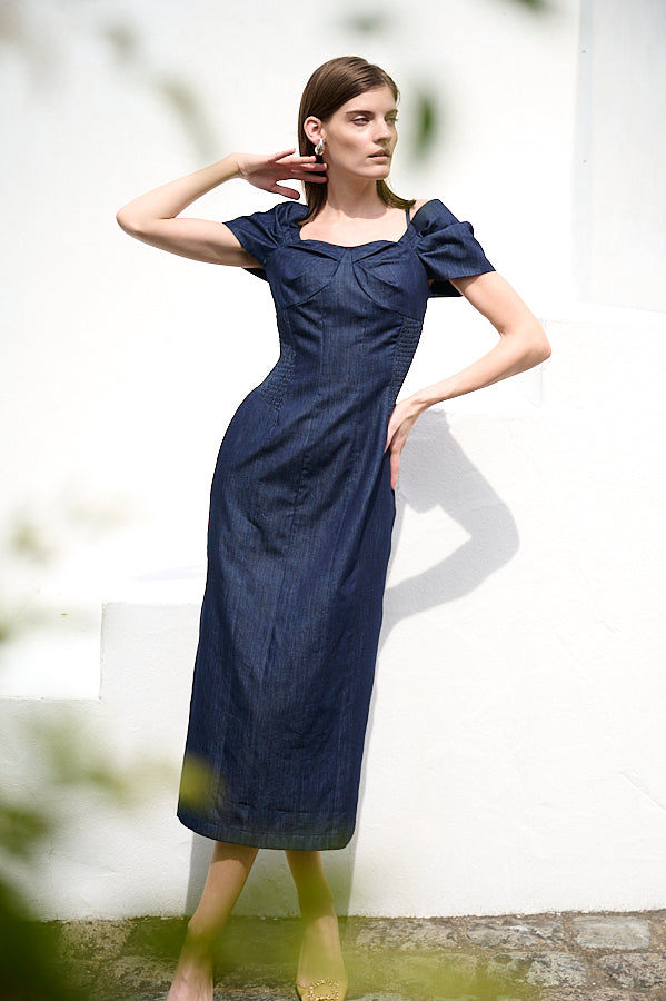 Margo Bloom Dress <br>-Denim-