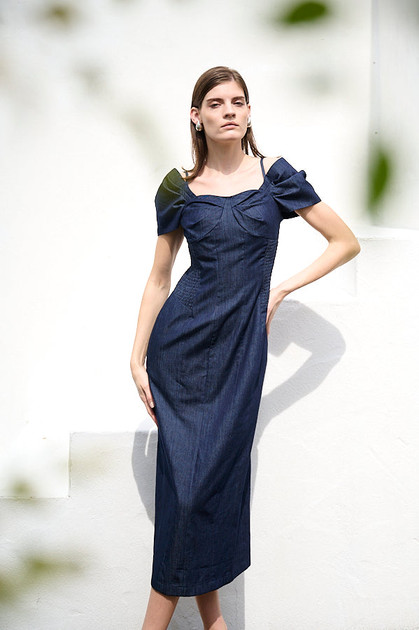 Margo Bloom Dress <br>-Denim-