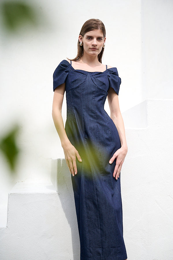 Margo Bloom Dress <br>-Denim-