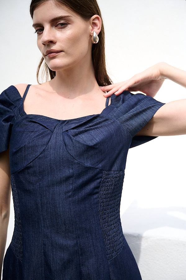 Margo Bloom Dress <br>-Denim-