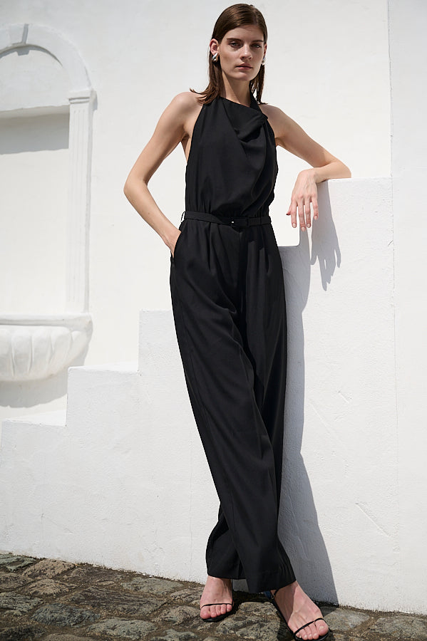 Helena Belted Jumpsuit <br>-BLK-