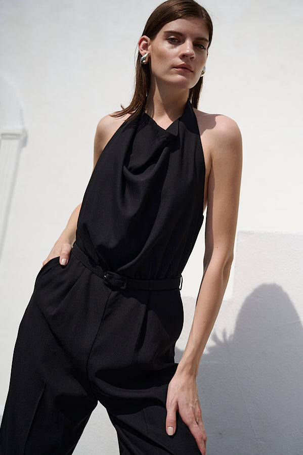 Helena Belted Jumpsuit <br>-BLK-