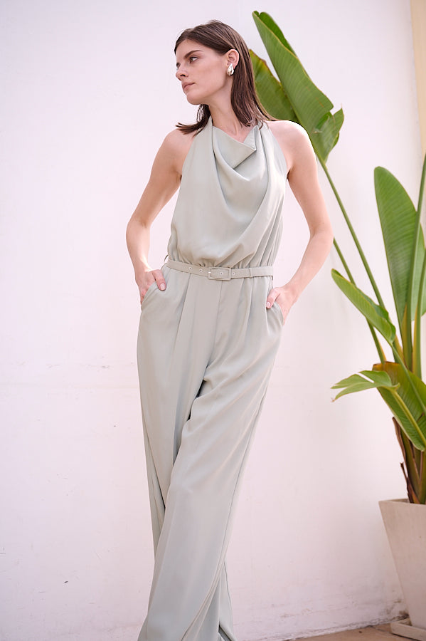 Helena Belted Jumpsuit <br>-L.GRN-