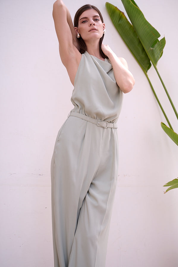Helena Belted Jumpsuit <br>-L.GRN-