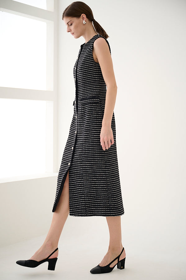 Alice Tweed Long Dress <br>- BLK-