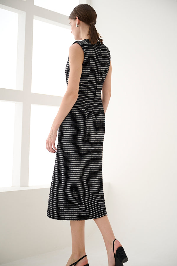 Alice Tweed Long Dress <br>- BLK-